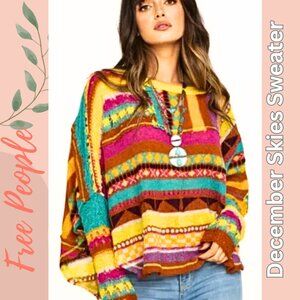 FREE PEOPLE DECEMBER SKIES PONCHO SWEATER- NWT- XS